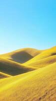 Hills with yellow grass field with blue sky story background photo