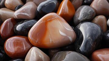 Abstract pattern brown gravel stones smooth glossy texture marble polished modern background photo