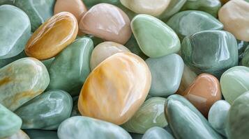 Abstract pattern green gravel stones smooth glossy texture marble polished photo