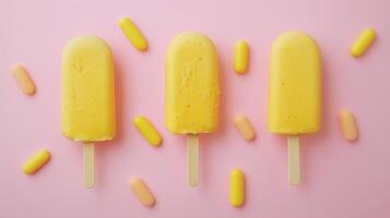 Fresh fruity lemon ice cream popsicle frozen sweet snack healthy food homemade on summer photo