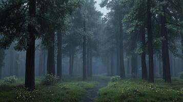 Pine forest darkness cloudy and rainstorm nature environment season photo