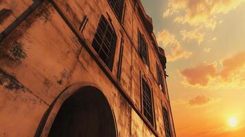 Shadow building architecture structure sunset exterior yellow scene photo
