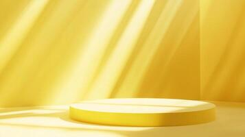 Podium stage modern minimalist yellow wall with spotlight presentation show case background photo
