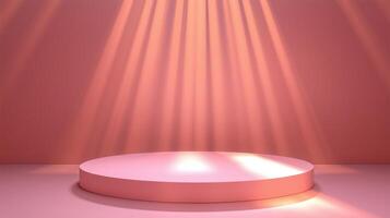 Podium stage modern minimalist pink wall with spotlight presentation show case background photo