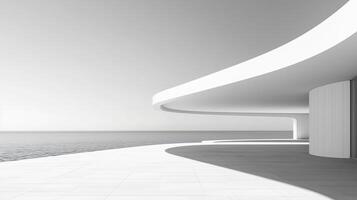 White modern contemporary architecture minimalist geometric construction building with sky photo