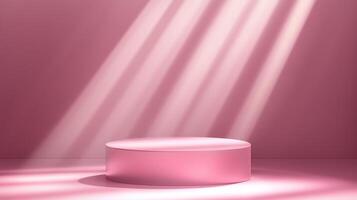 Pink elegant stage show case podium with spotlight for branding presentation product photo