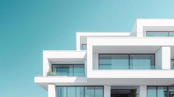 White modern contemporary architecture minimalist geometric construction building photo