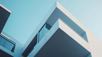 White modern contemporary architecture minimalist geometric construction building photo