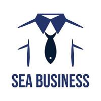 sea business entrepreneur flat minimalist logo design vector