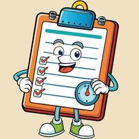 Clipboard with Time Tracker and Stop Button Illustration vector