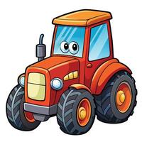Cartoon tractor on white background vector