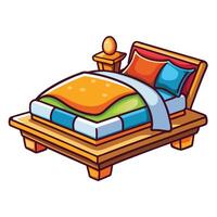 Bed with pillows and blankets illustration vector