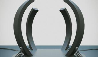 Cement Base Hologram Holographic Base Sci fi Robot Circle Base for High Tech Product Display Studio Platform Cyberpunk Product Podium Grunge Texture Futuristic Technology Scene Concept 3D Rendering photo