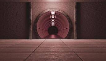 Future tunnel, sci fi spaceship corridor, science fiction background, technology tunnel corridor, 3d render photo