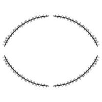 Beautiful wreath with twigs. Elegant border design, decoration element. Floral frame with linear leaves in a circle. Illustration, doodle style vector