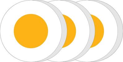 chopped boiled egg make three pcs with fully circle vector
