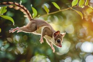 A small animal is flying through the air photo