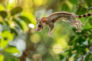 A small animal is flying through the air photo