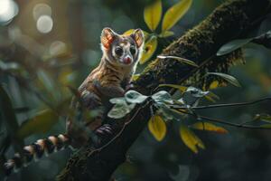 A small animal is sitting on a branch photo