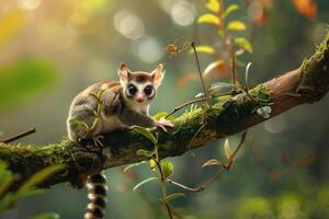 A small animal is sitting on a branch photo