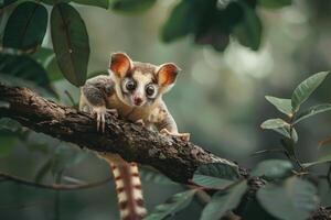 A small animal is sitting on a branch photo
