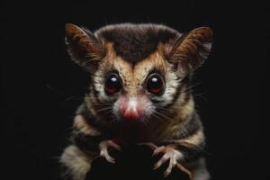 A sugar glider is seen on a branch photo