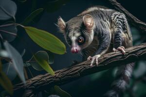 A small animal is sitting on a branch photo