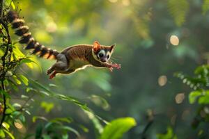 A small animal is flying through the air photo