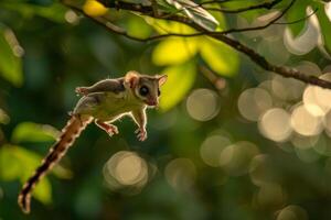 A small animal is flying through the air photo