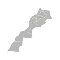 isolated illustration of simplified administrative map of Morocco including disputed territory of Western Sahara. Borders of the regions. Grey silhouettes. White outline. vector