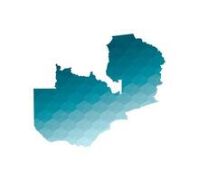 isolated illustration icon with simplified blue silhouette of Zambia map. Polygonal geometric style. White background. vector