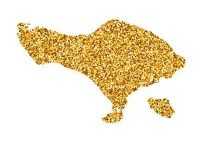 isolated illustration with simplified Bali from Indonesia map. Shiny gold glitter texture. New Year and Christmas decoration template vector