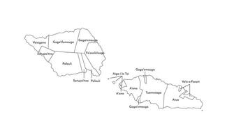 isolated illustration of simplified administrative map of Samoa. Borders and names of the districts, regions. Black line silhouettes. vector