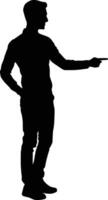 Businessman pointing pose to right direction silhouette vector