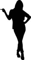 Silhouette of girl pointing to left vector