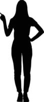 Pointing pose of woman silhouette vector