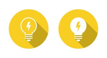 Lightning bulb icon with long shadow. Lamp with flash concept vector
