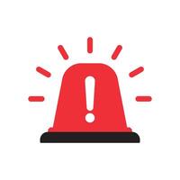 Warning light icon in flat style. Exclamation mark sign on siren lamp vector