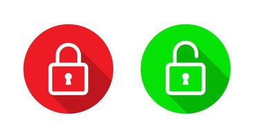 Lock and unlock padlock icon with long shadow. Security sign symbol vector