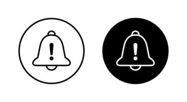 Warning notification bell icon on black circle. Exclamation mark with bells concept vector
