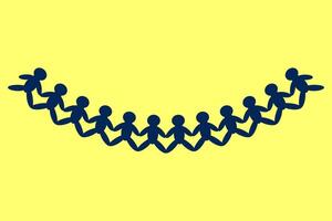 Illustration of a paper cutout human chain, perfect for back to school themes, teamwork, collaboration, and educational projects. vector