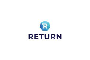 Letter R modern hexagonal return back arrow logo vector