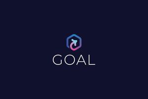 Hexagonal arrow technological modern colorful gradient logo vector