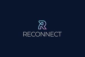 Letter R line art simple love connection vector