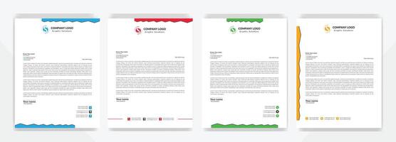 Abstract creative letterhead design set a4 size and unique shape colorful work theme style design vector