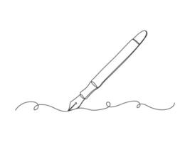 Outline continuous line art fountain pen icon isolated illustration. vector