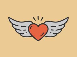 Red heart with wings symbol icon isolated illustration. vector