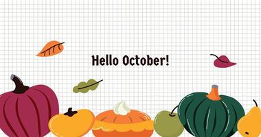 Autumn October Fall Halloween background card banner illustration vector