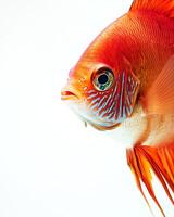 Mystic portrait of Discus Fish isolated with white background photo
