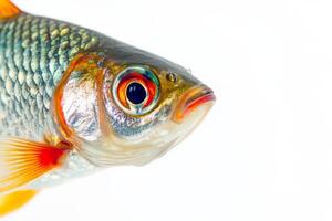 Mystic Portrait of Tinfoil Barbfish isolated with white background photo